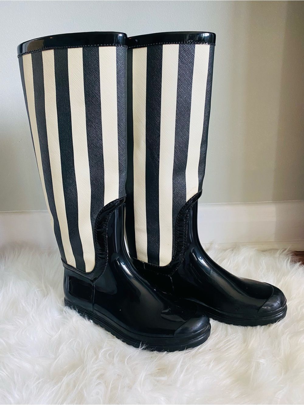 🛍️ Dolce & Gabbana Authentic Wellington Knee High Striped Rain Boots